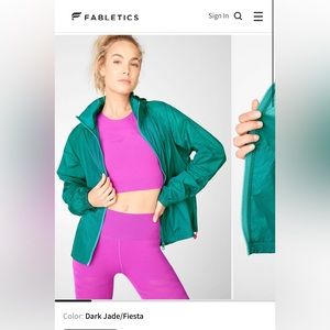 Fabletics Natalia Woven Jacket | Size M | Color Dark Jade/Fiesta